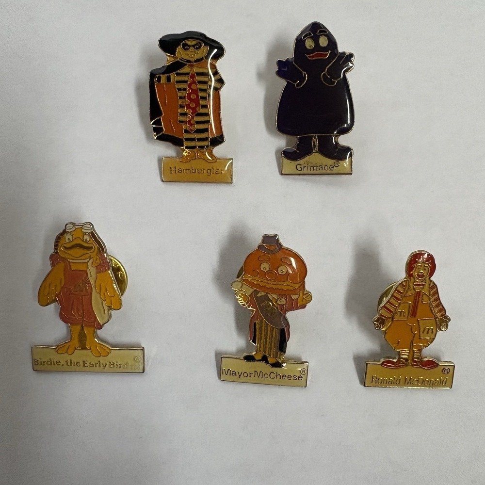 Vintage McDonaldland Character Pins Lot Grimace Hamburglar Mayor McCheese 1980s